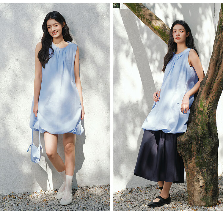 Semir Summer Dress with Crossbody Bag Textured Bubble Skirt 2026 Sleeveless Dress 101326114012 17