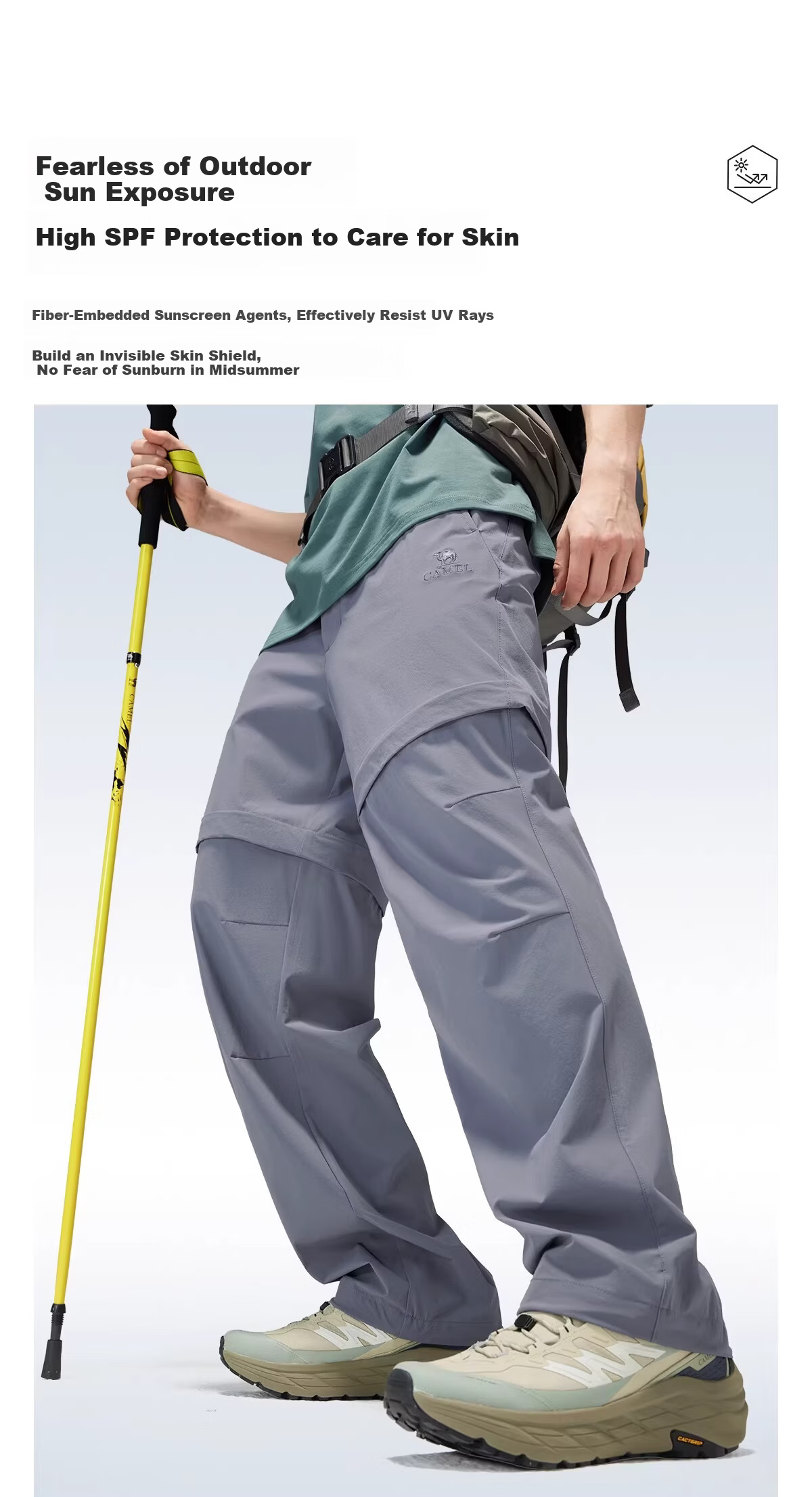 CAMEL [Wang Junkai Edition] Outdoor Quick-Dry Military Pants 26 Spring Summer Cooling Detachable Shorts Hiking Mountaineering Trousers 5