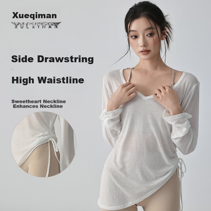 XUEXIMAN New Loose Sports Pullover Women Advanced Professional Training Fitness Pilates Top Quick-Dry Yoga Long Sleeve