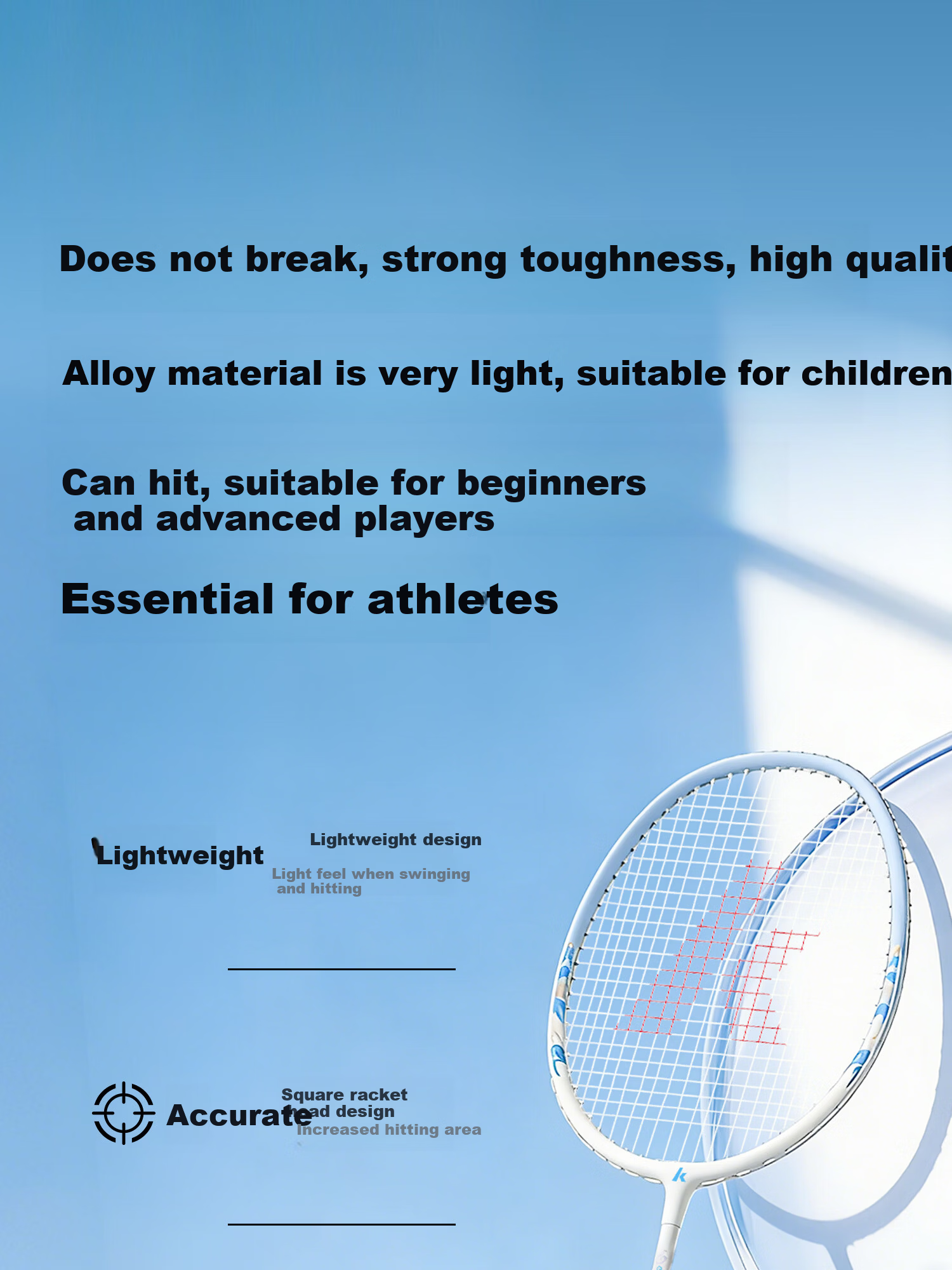 Kawasaki Badminton Racket Set Training Match Ultra-Light Durable Adult Student Set Shiyu Double Rackets Blue/Black 5