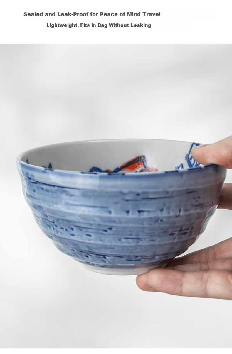 Mino Yaki Japanese Imported Tableware Underglaze Color Year of Abundance Sea Bream Bowl and Plate 10-Piece Set 8