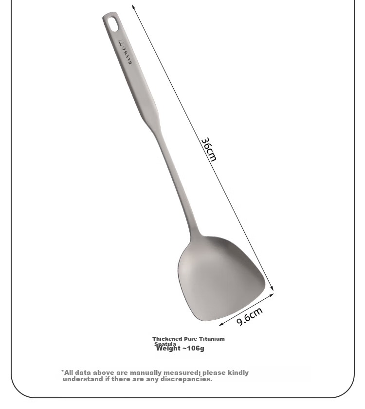 Banwu Life Pure Titanium Food-Grade Cooking Spatula Long Handle High-Temperature Resistant Non-Stick Kitchen Wok Spatula 3
