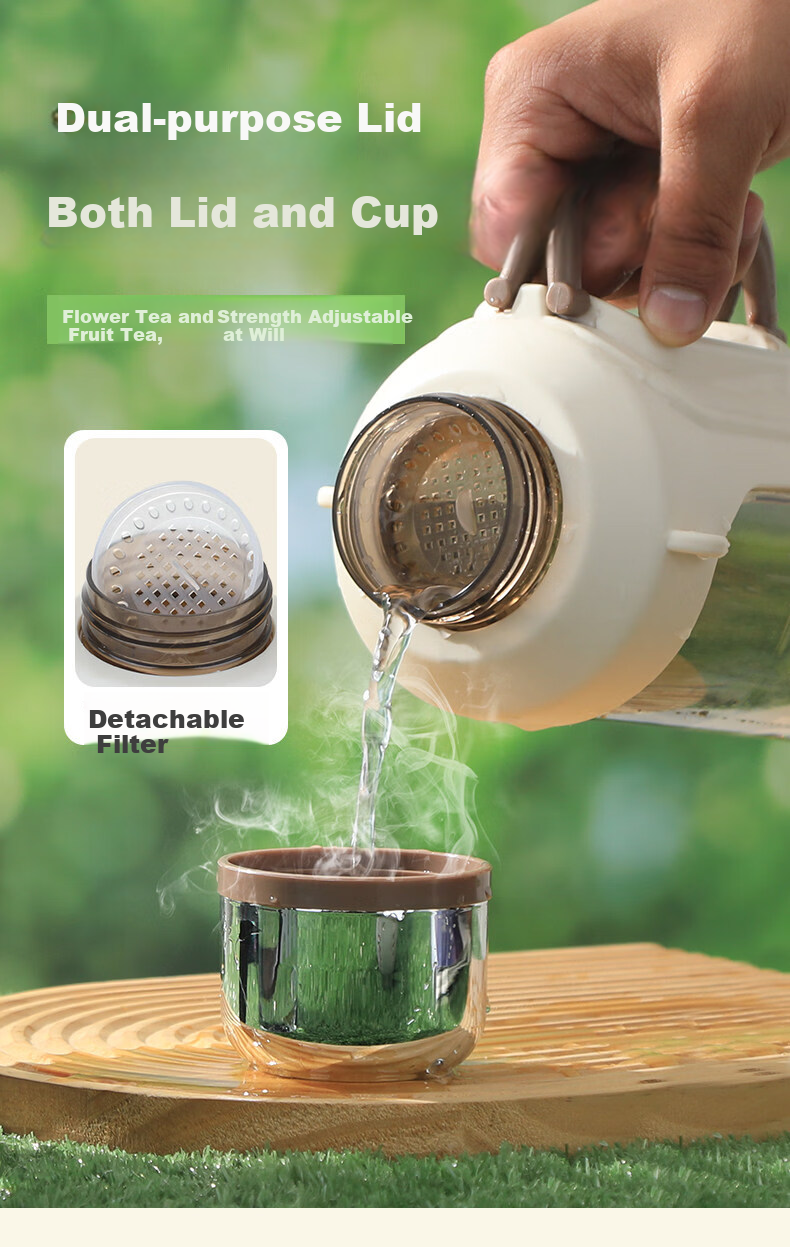 ZhaiQingSong Ton Cup Large Capacity Plastic Water Bottle High Temperature Resistant Handle Portable Sports Outdoor Water Bottle 1200ML 2