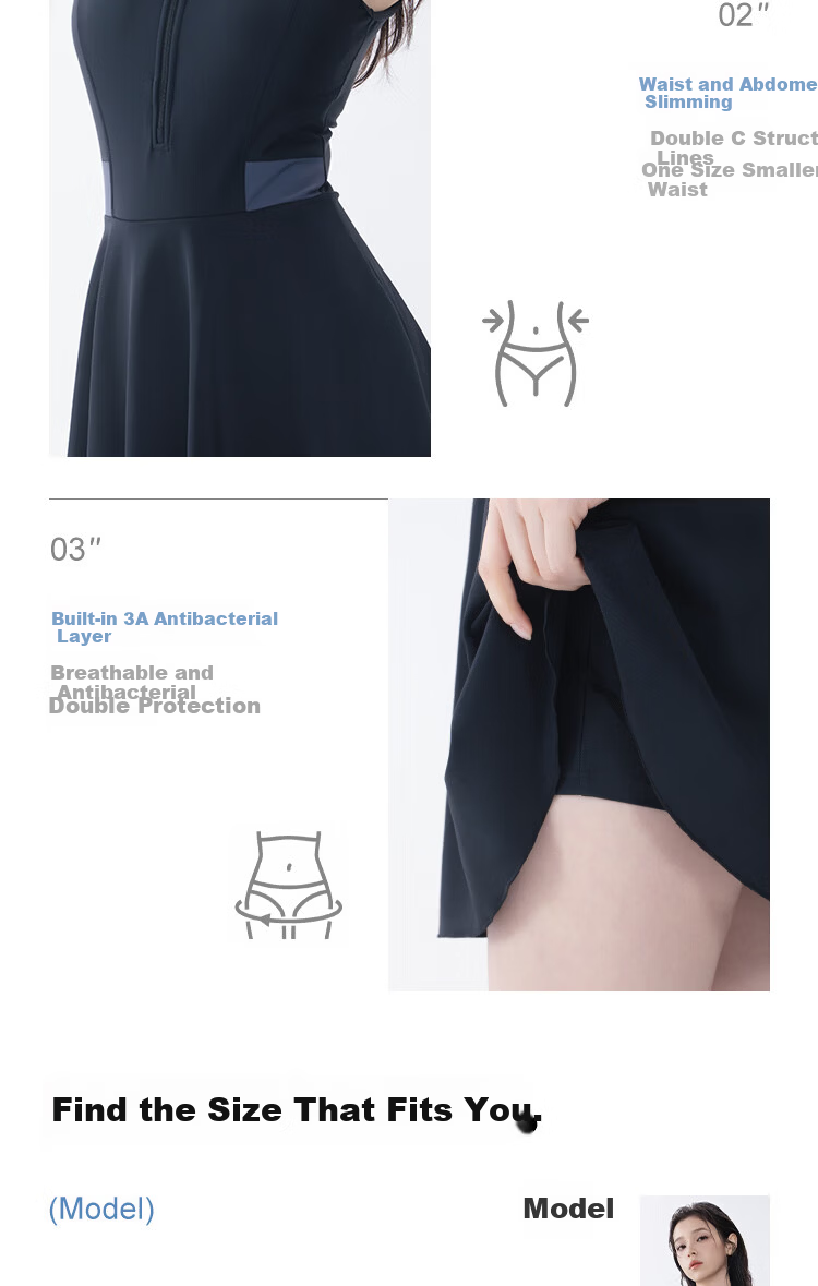 Anta Slim Waist Women's Swimsuit 2026 New One-Piece Conservative Sleeveless Plus Size Girl Swimsuit Black M 13