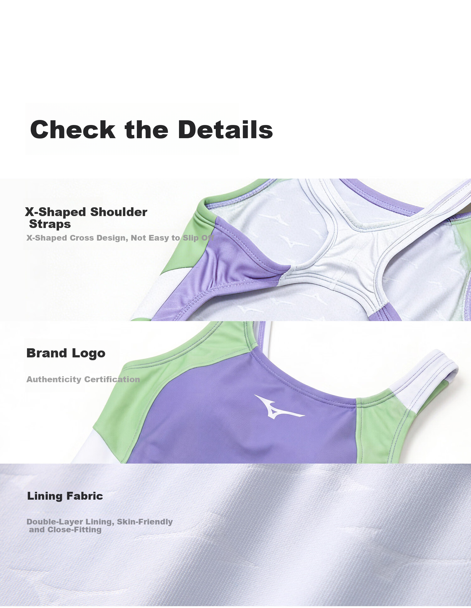 MIZUNO Kids Girls One-Piece Knee-Length Swimsuit Professional Training Quick-Dry Swimwear AC405 Purple Green Size 130 2