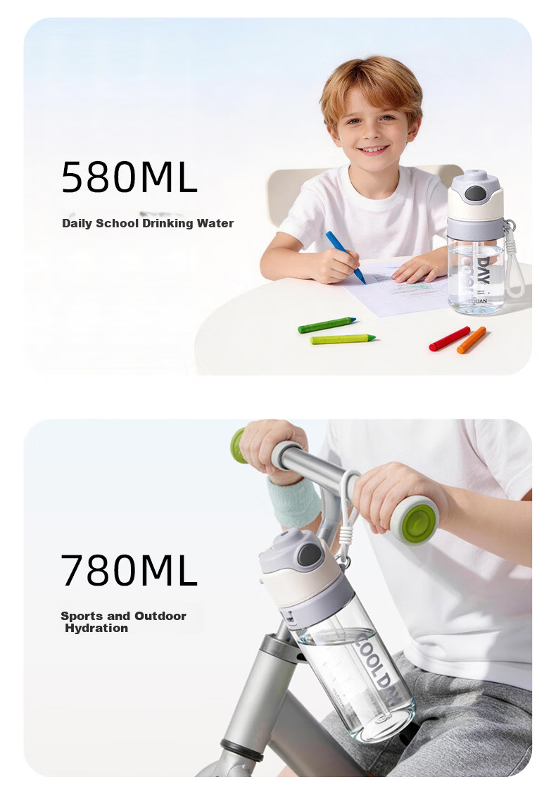 Fuquan Spray Water Bottle Children's Middle School Student School Special Sports Water Bottle Summer with Scale Straw Spray Cup 18