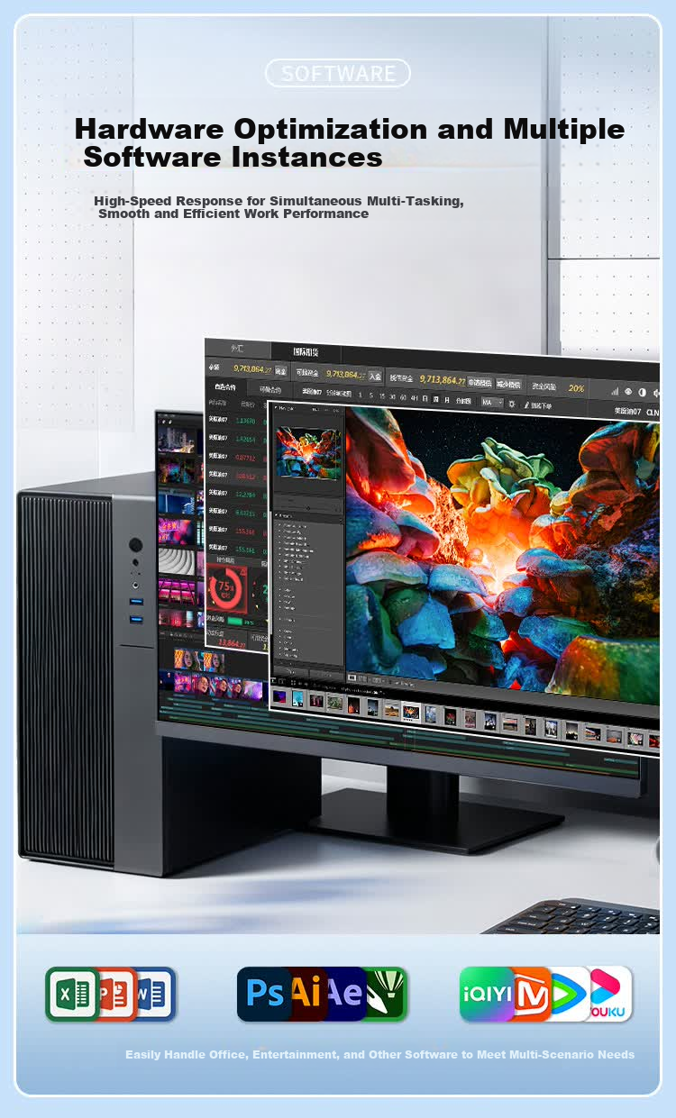 Weipuna New Desktop Computer Host Office Commercial Home Enterprise Entertainment E-commerce Desktop PC Host Full Set [Core i3-4170 8G 256G] 10