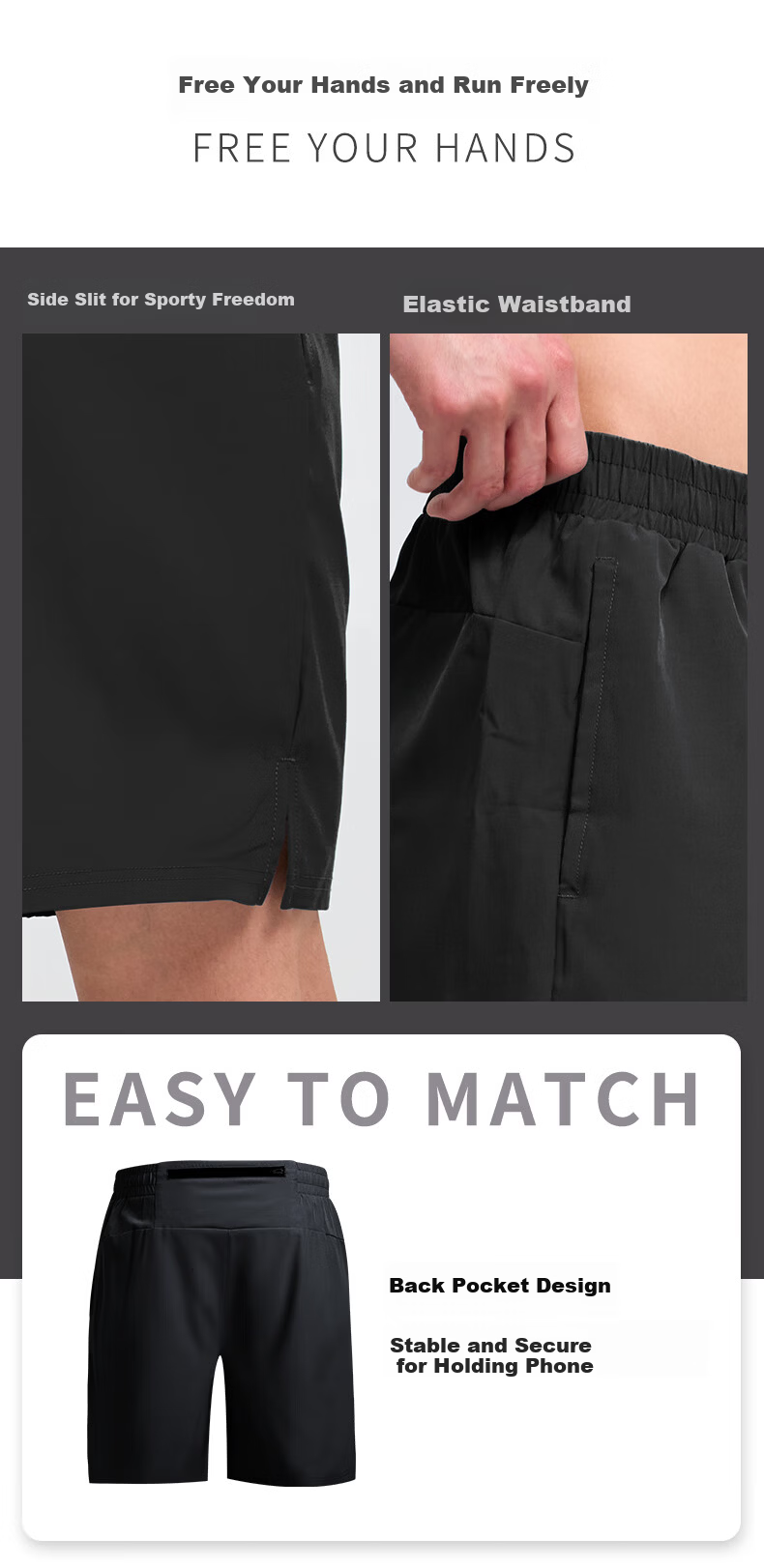 BURUITE Men's Sports Shorts Running Fitness Quick-Dry Casual Five-Point Summer Training Ice Silk Lightweight Woven Beach Basketball Pants 4