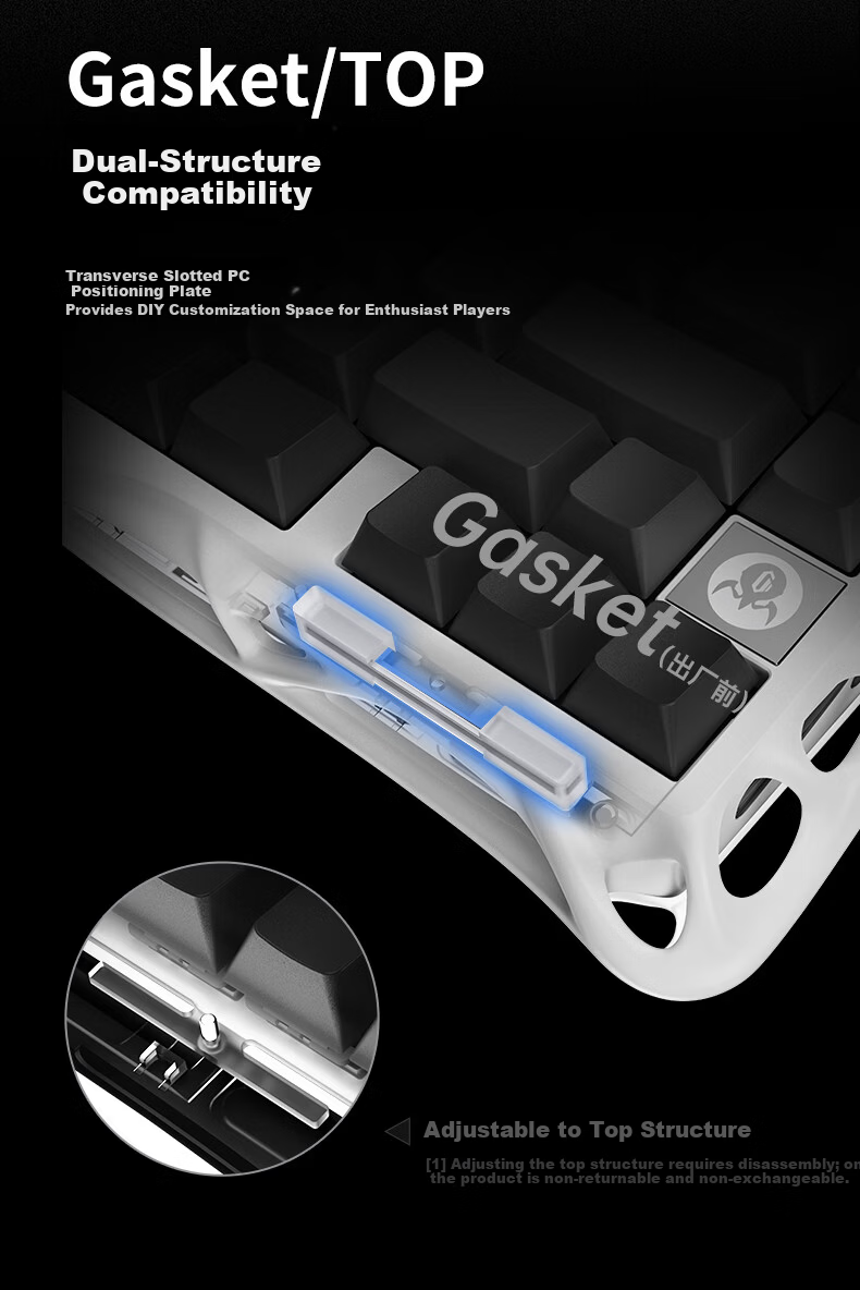 GravaStar Gasket Mechanical Keyboard, Gaming Wireless Wired Bluetooth Tri-Mode Gasket Customizable Keyboard And Mouse Set, Explorer Black Gift Box Editio 9