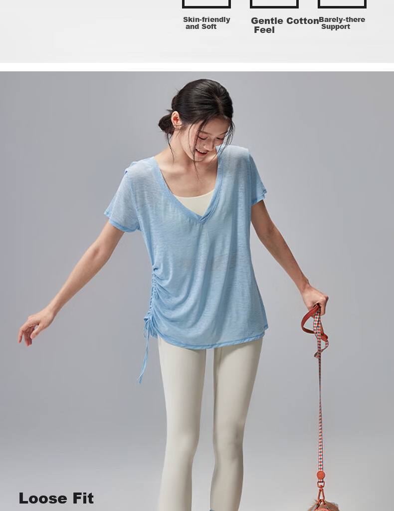 Free Style Women's Summer Sports Pullover Quick-Dry Loose Breathable Drawstring Short Sleeve Pilates Yoga Top for Running and Fitness 1