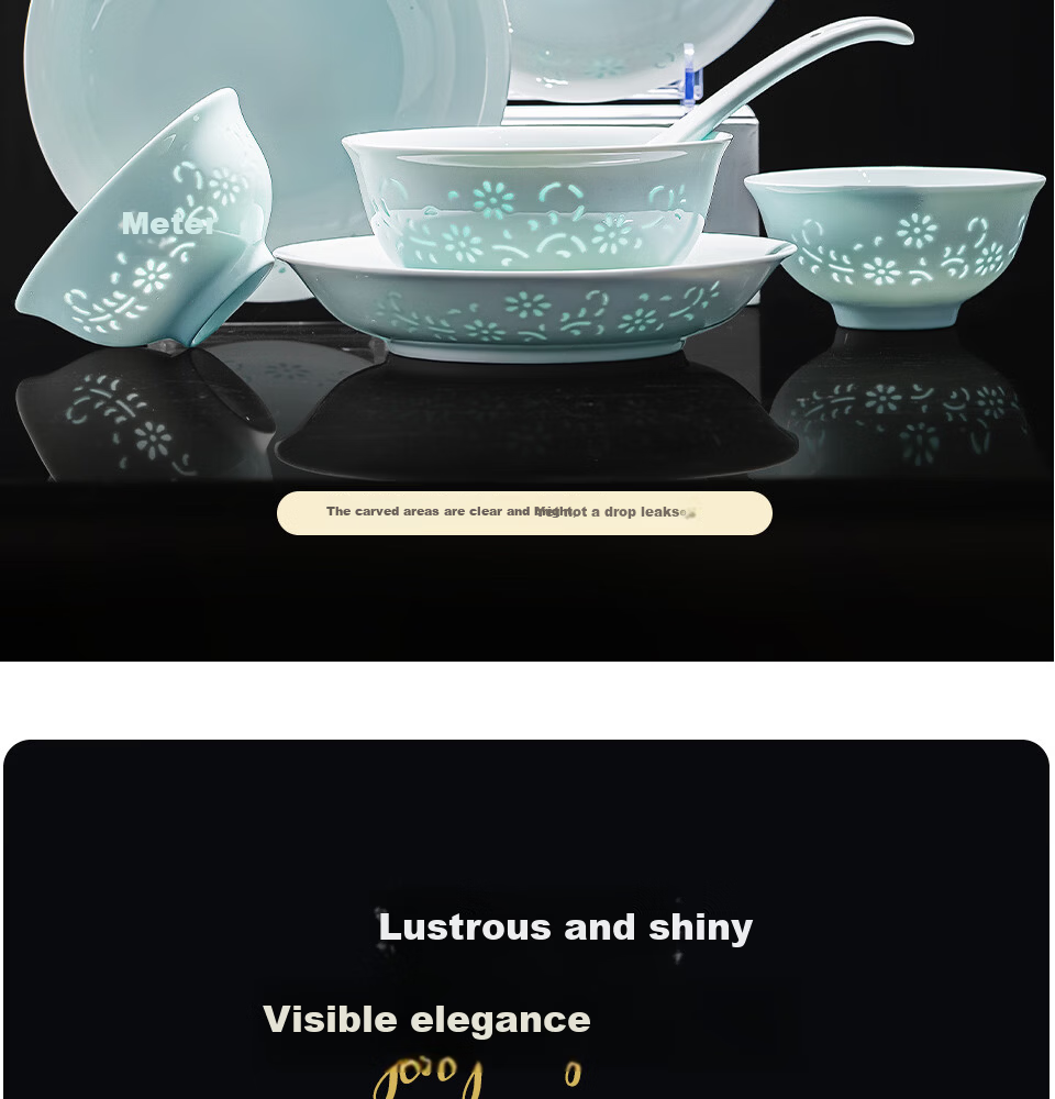 Chen Jing Dezheng Porcelain Celadon Exquisite Bowl and Plate Dinnerware Set Home Use 2026 New Bowl Set Housewarming Gift 11