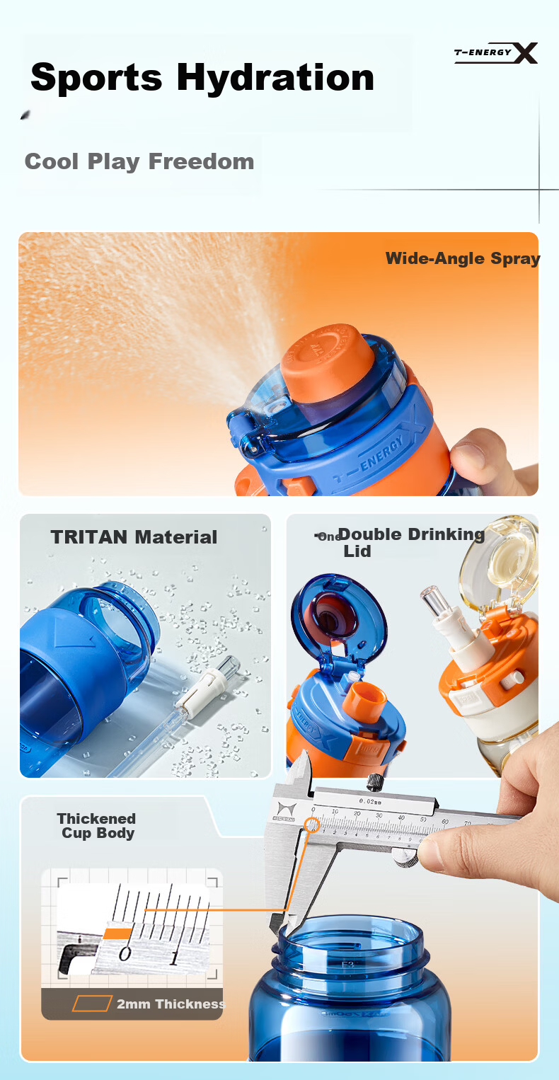 TKK Spray Water Bottle for Children School Use 6-12 Years Old Primary and Secondary Students Sports Water Bottle Unisex Tritan Cup Summer 2