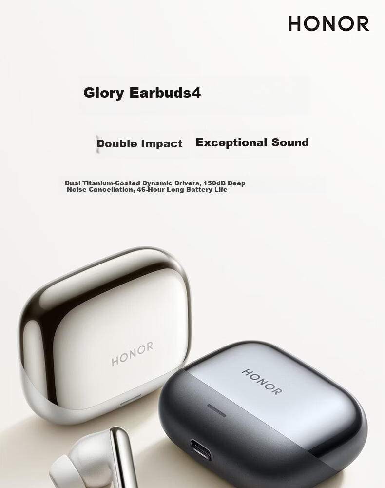 HONOR Earbuds4 Bluetooth Wireless In-Ear Earphones Active Noise Cancelling Running Sports Gaming Music Headphones Long Battery Life New Black Gift 1