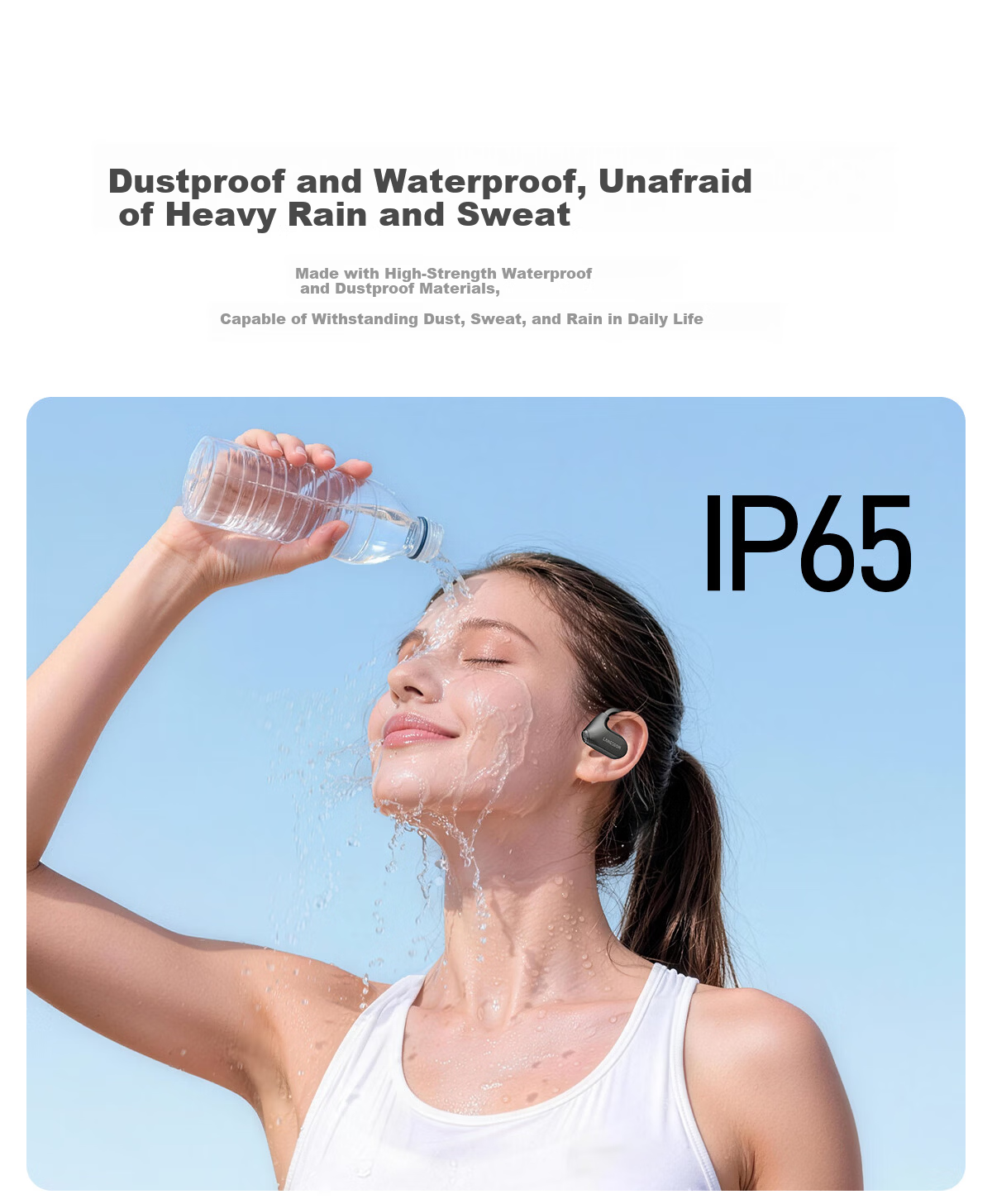 Langston Bluetooth Open-Ear Wireless Bone Conduction Headphones Sports Running Cycling Non-In-Ear Earphones Compatible with Apple BE25 Lilac Purple 10