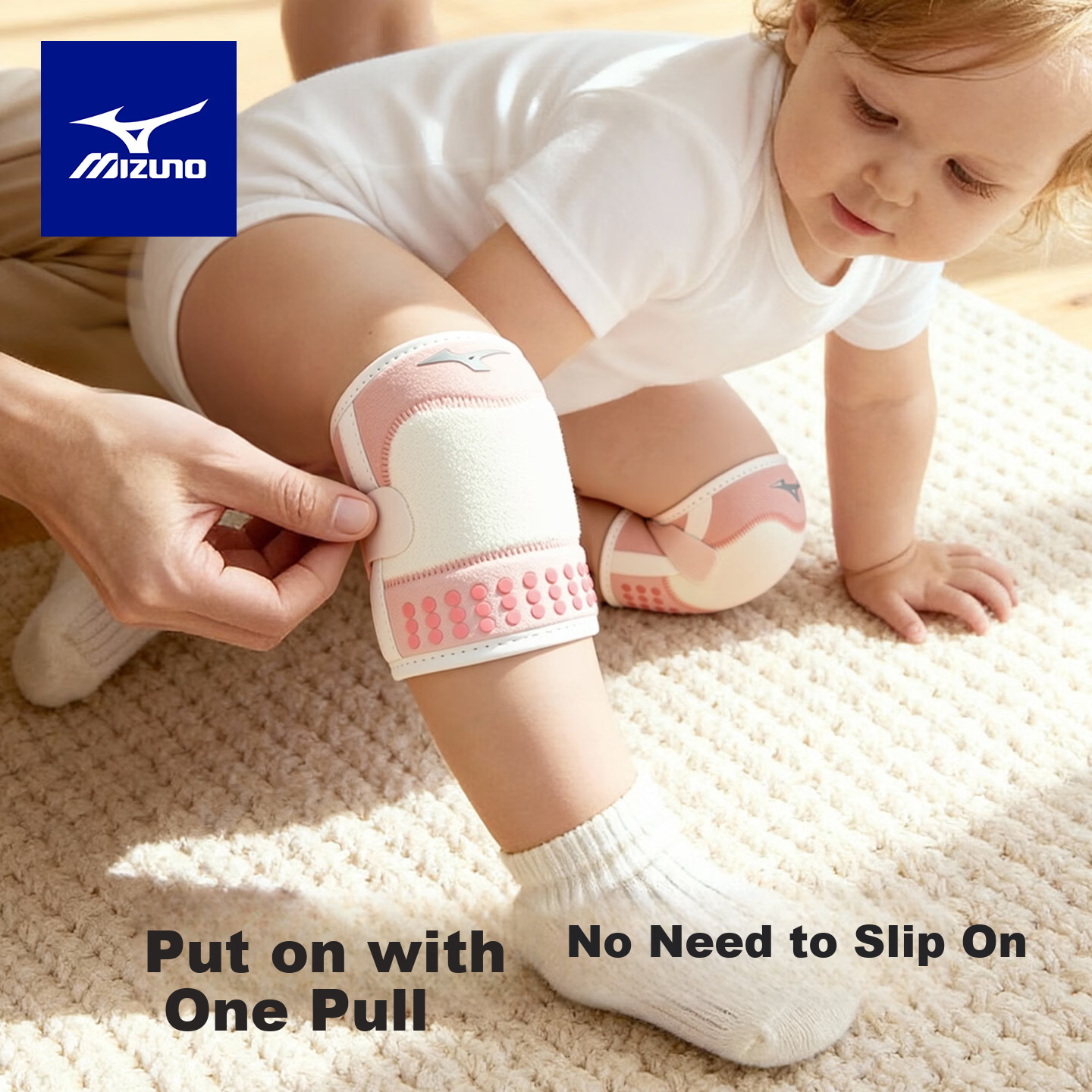 MIZUNO Baby Knee Pads Breathable Crawling Toddler Anti-Fall Knee Protectors for Children D504 Pink