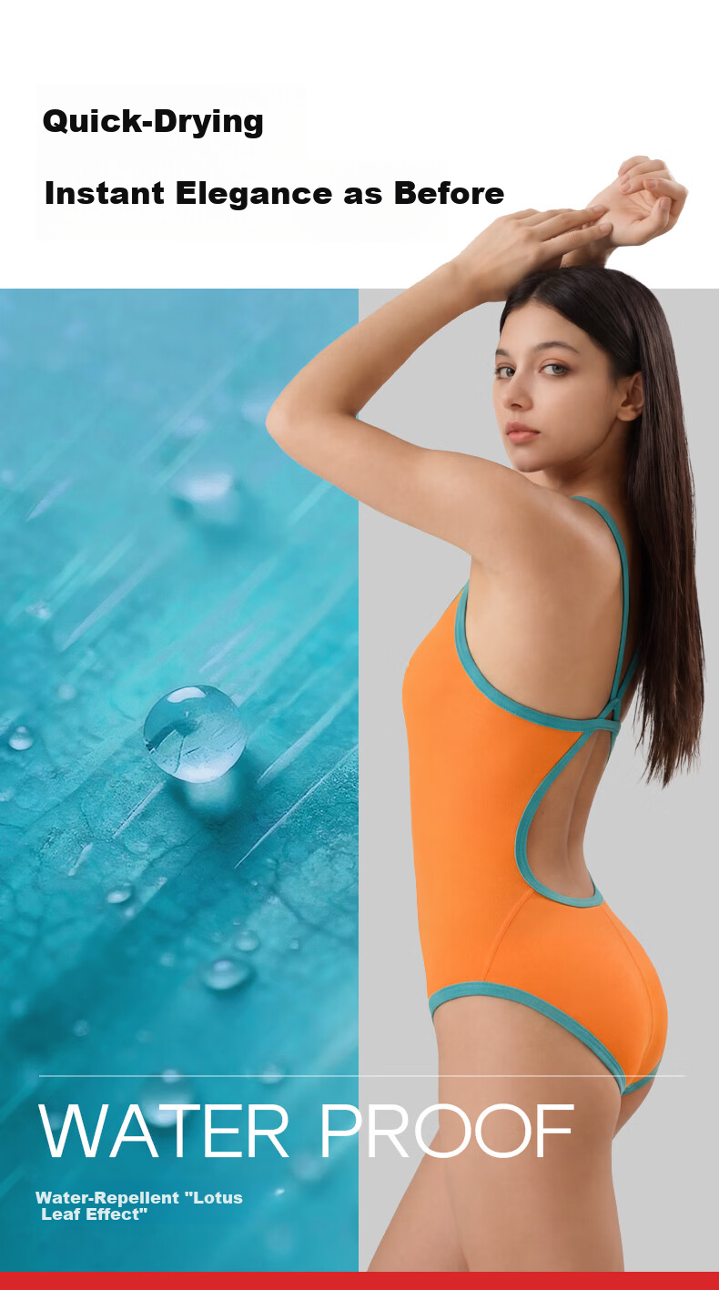 SWANS Women's Triangle Swimsuit, Comfortable Quick-Dry Chlorine-Resistant Training Slim-Fit Hot Spring Swimwear, Big Orange, XL 6