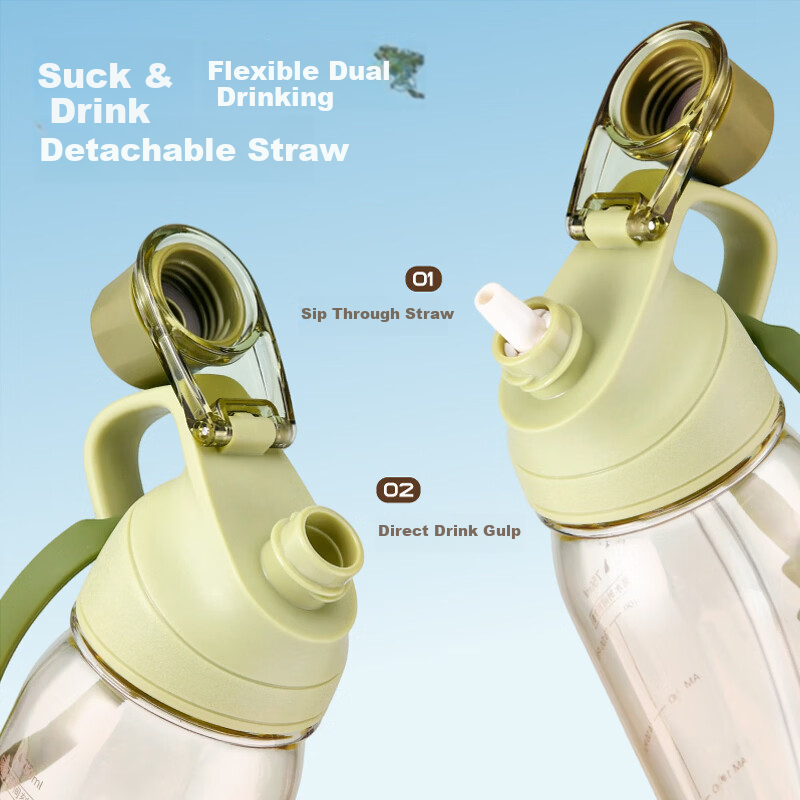 Cille PPSU Plastic Sports Water Bottle Large Capacity Double Drinking Cup with Straw for Children, Students, and Pregnant Women Shaker Bottle