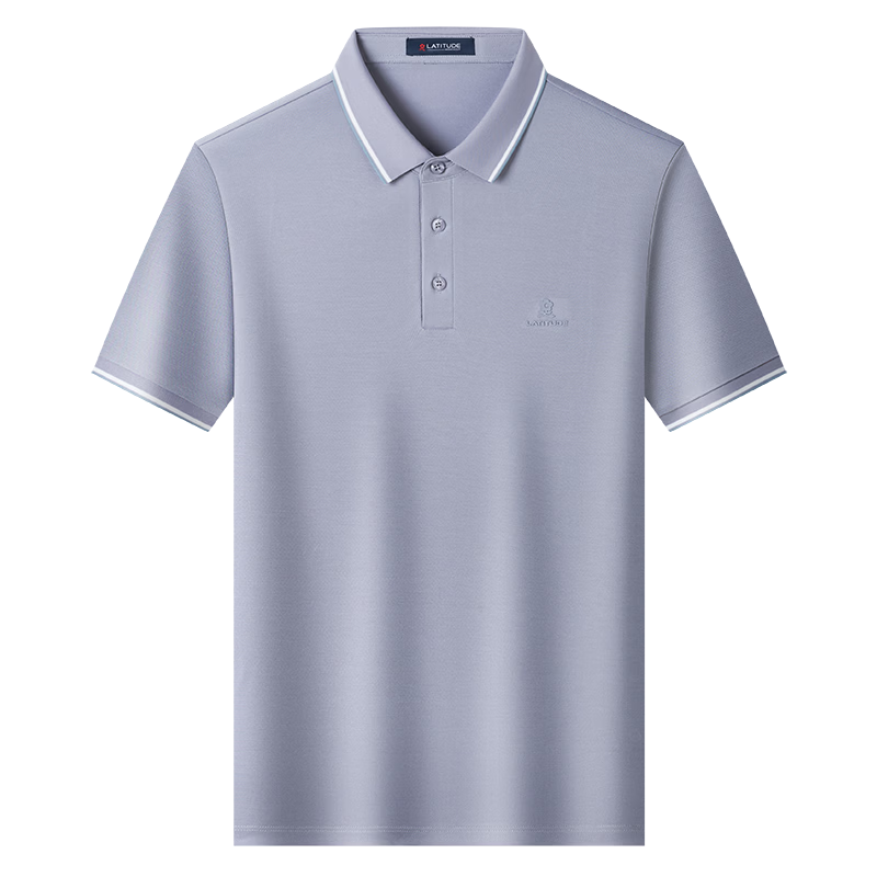 MONTAGUT Summer Men's Polo Shirt Short Sleeve 5A Antibacterial Cloud-Sense Breathable Middle-Aged Business Casual T-Shirt Taro Purple M/48