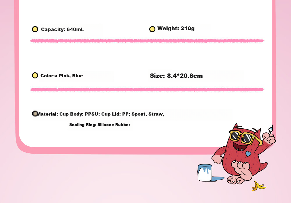 Fuguang Kids PPSU Straw Water Bottle Portable Dual-Use Cartoon Cute High-Temperature Resistant Plastic Cup for Boys and Girls 31