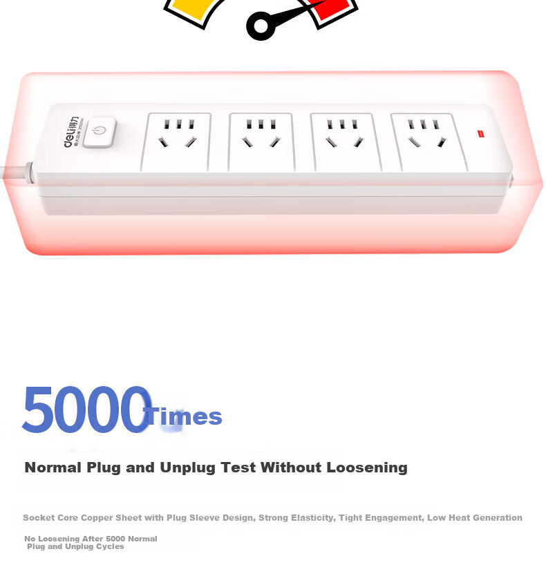 Deli Safety Power Strip 3 Outlets 2 Meters 18273 8