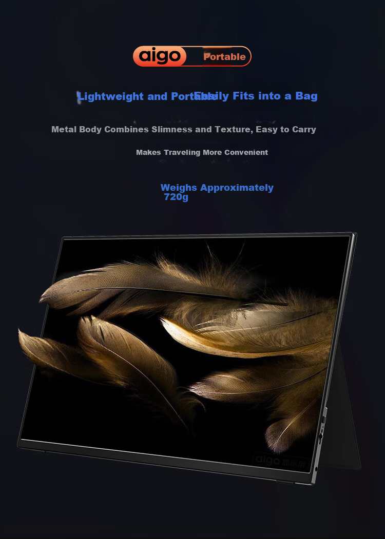 Aigo 16-Inch Portable Monitor, 240Hz Refresh Rate, 2.5K Resolution, 100% High Color Gamut, Secondary Screen for Computers, Laptops And Smartphones, PS5/4 Gaming And E-Sports Display, First-Line Access 13