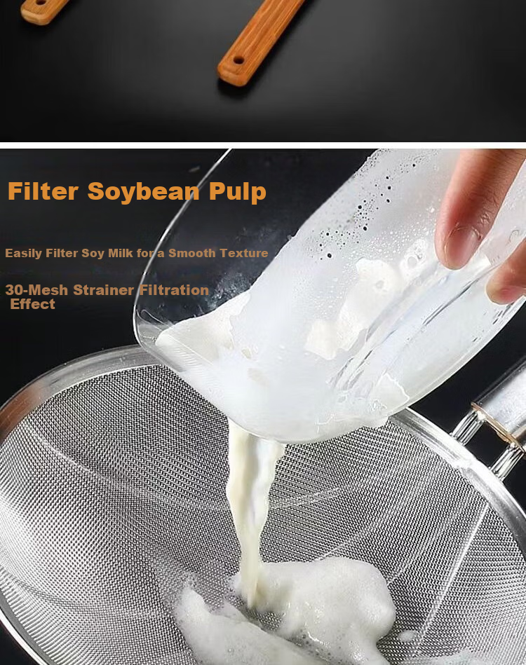 Danshizhiyuan Stainless Steel Skimmer Strainer Large Fine Mesh Noodle Ladle 30 Mesh Ultra-Fine Net Diameter 28cm 1