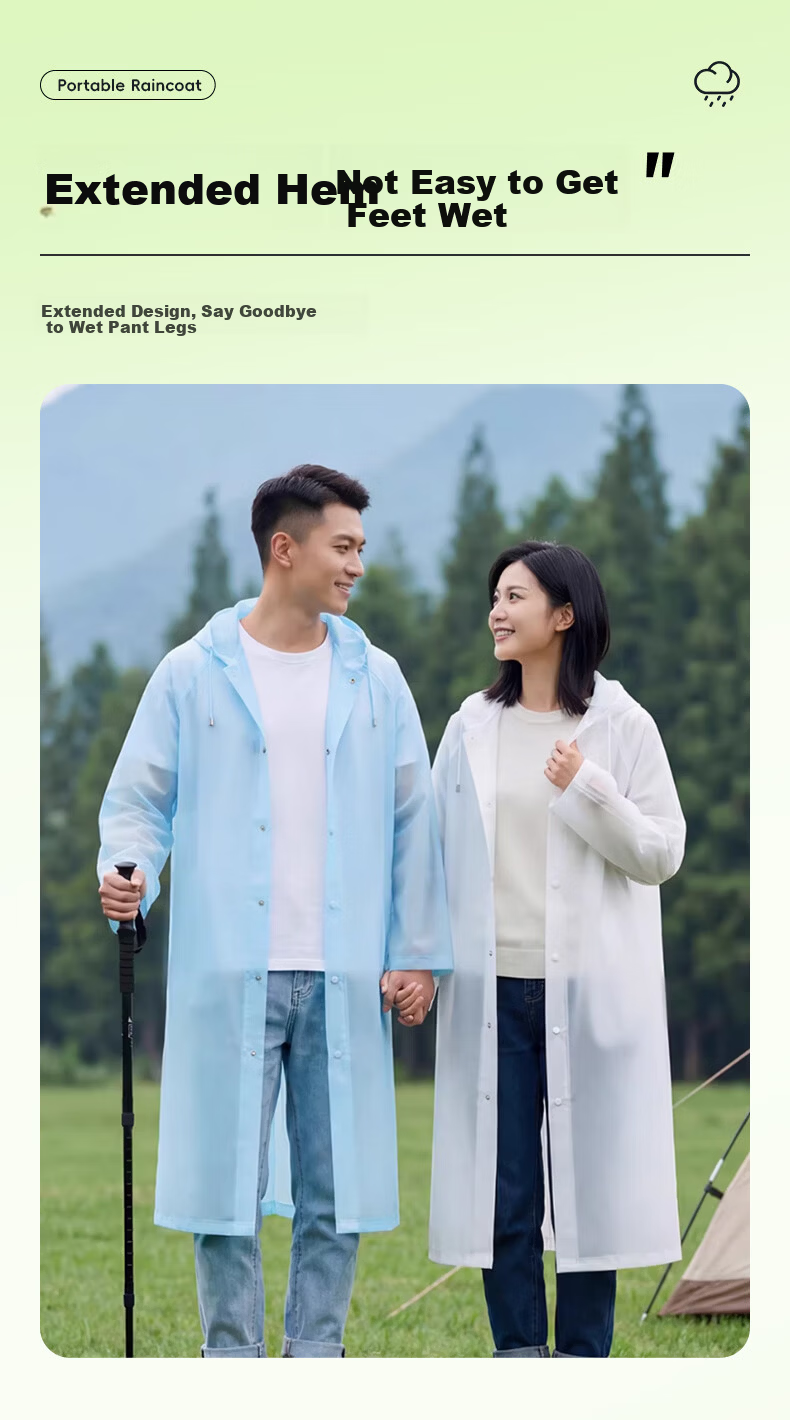 40,000 KM Disposable Long Raincoat Full Body Heavy-Duty Adult Anti-Rain Outdoor Hiking Travel Single-Person Portable Poncho 7