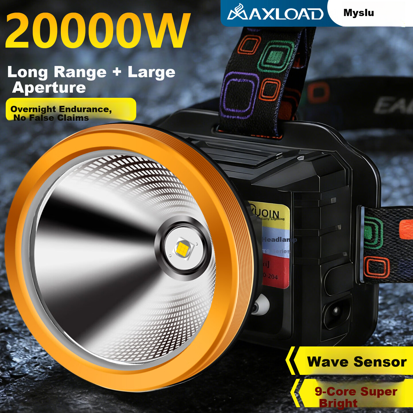 MAX LOAD Headlamp High Brightness Rechargeable Outdoor Fishing Long Battery Life Large Capacity Head-Mounted Flashlight Mining Lamp