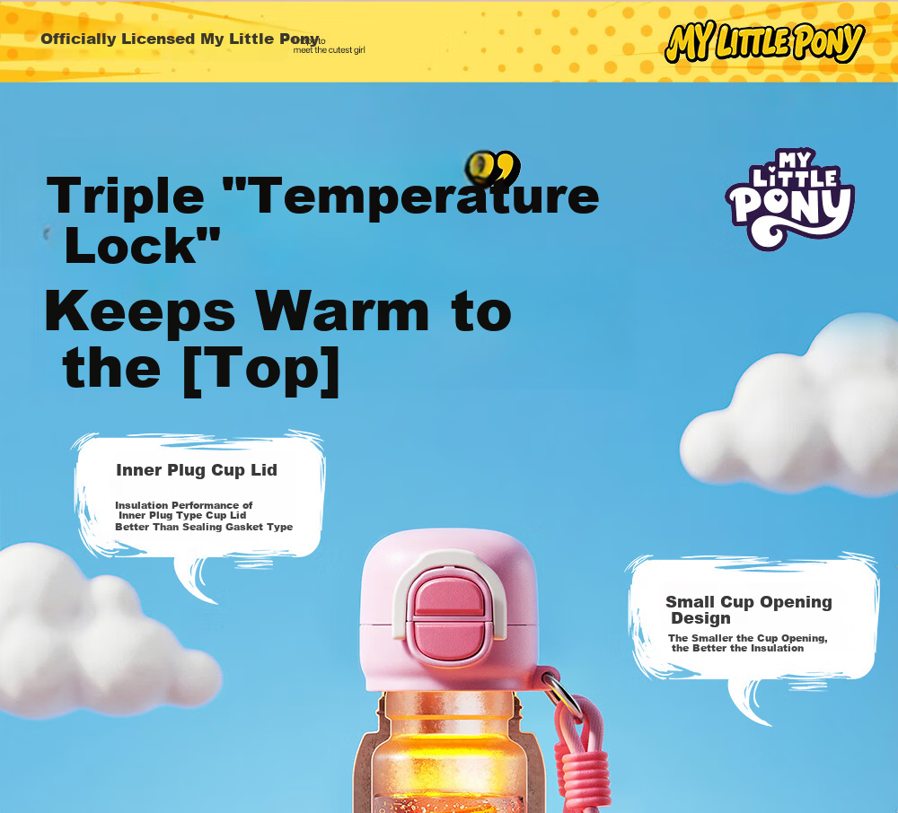 Germ My Little Pony Pure Titanium Children's Insulated Straw Bottle Dual Drinking Cup for Girls Student 480ML Garden Pink 13