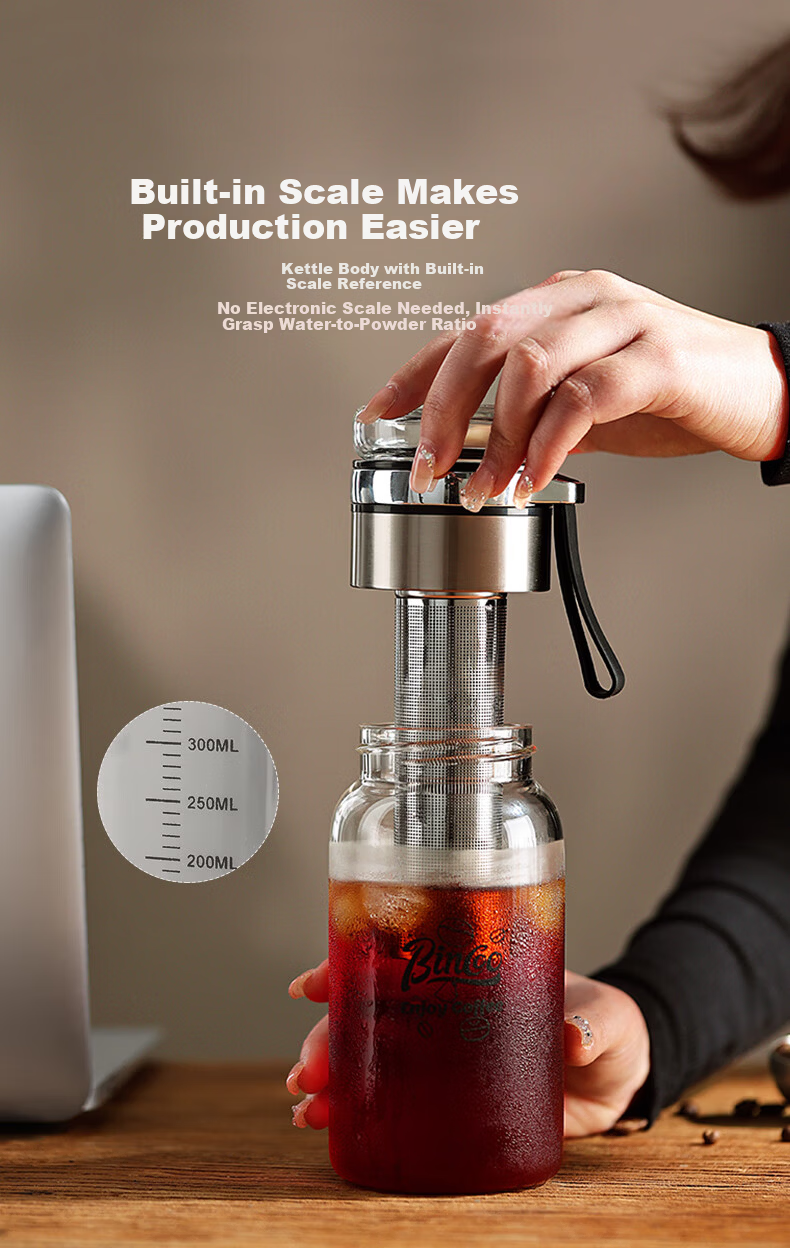 Bincoo Glass Cold Brew Coffee Maker Portable Cold Brew Bottle with Filter for Home Use Iced Americano Cup 5