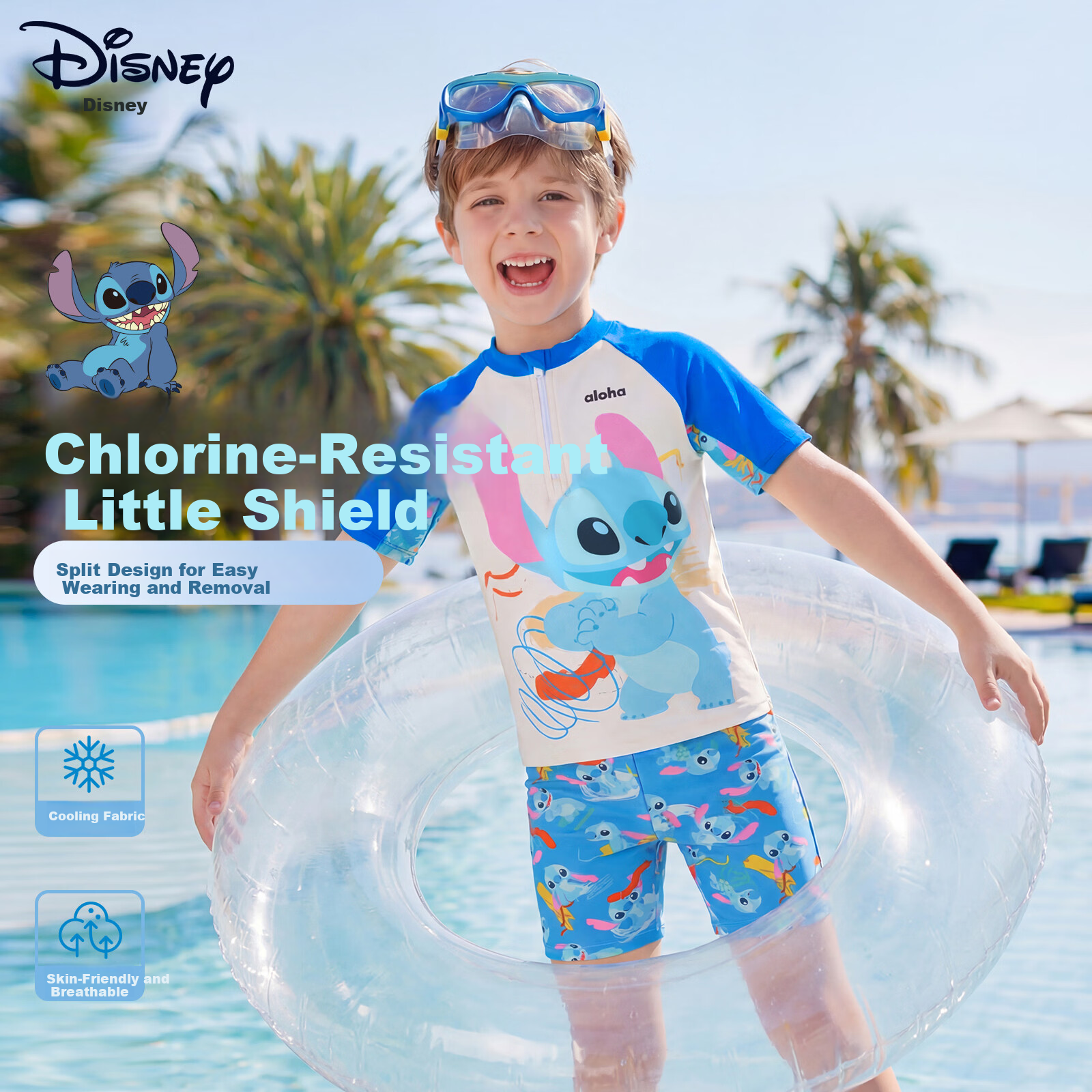 Disney Boys' Two-Piece Swimsuit for Young And Older Boys, Swimming Trunks Set D36090S2F, Stidai, Size 110