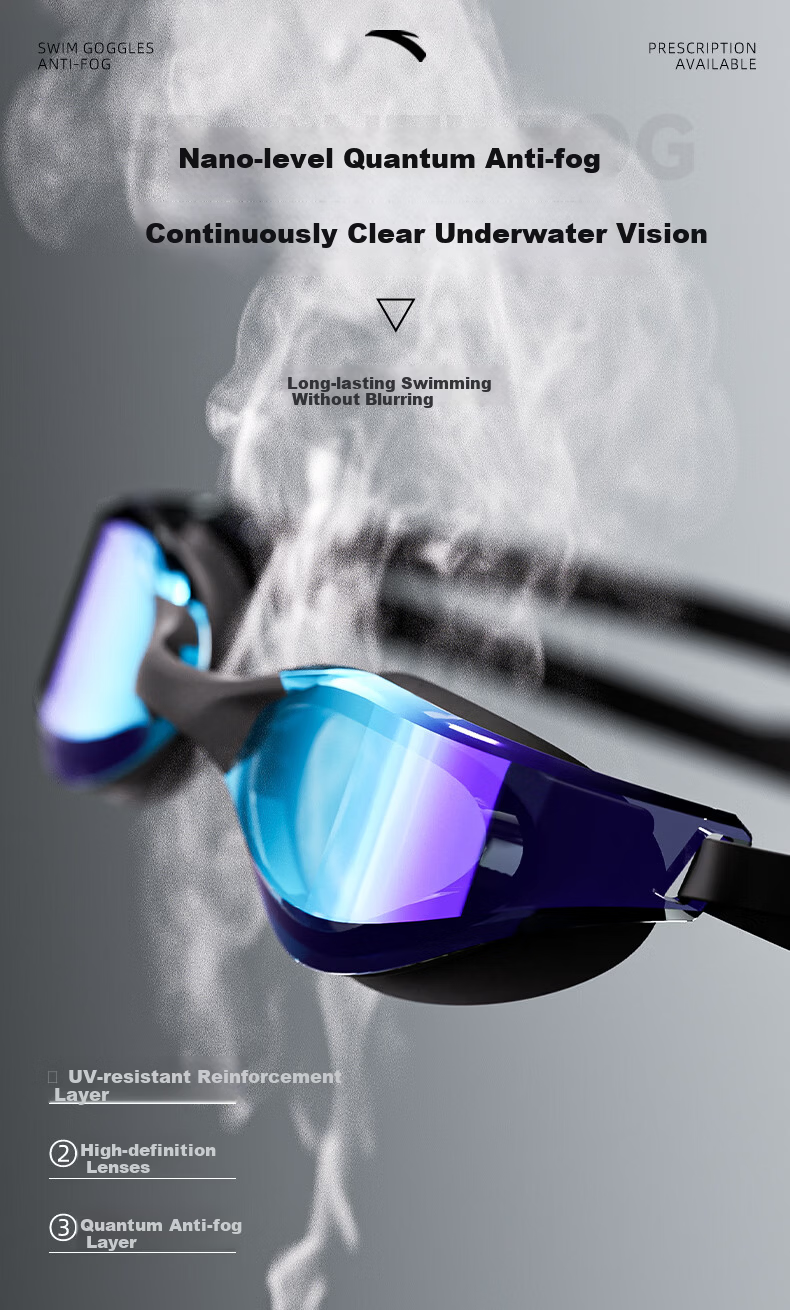 ANTA Racing Swim Goggles Waterproof Anti-Fog UV Protection HD Coated Professional Training Swimming Glasses for Men and Women with Prescription 7
