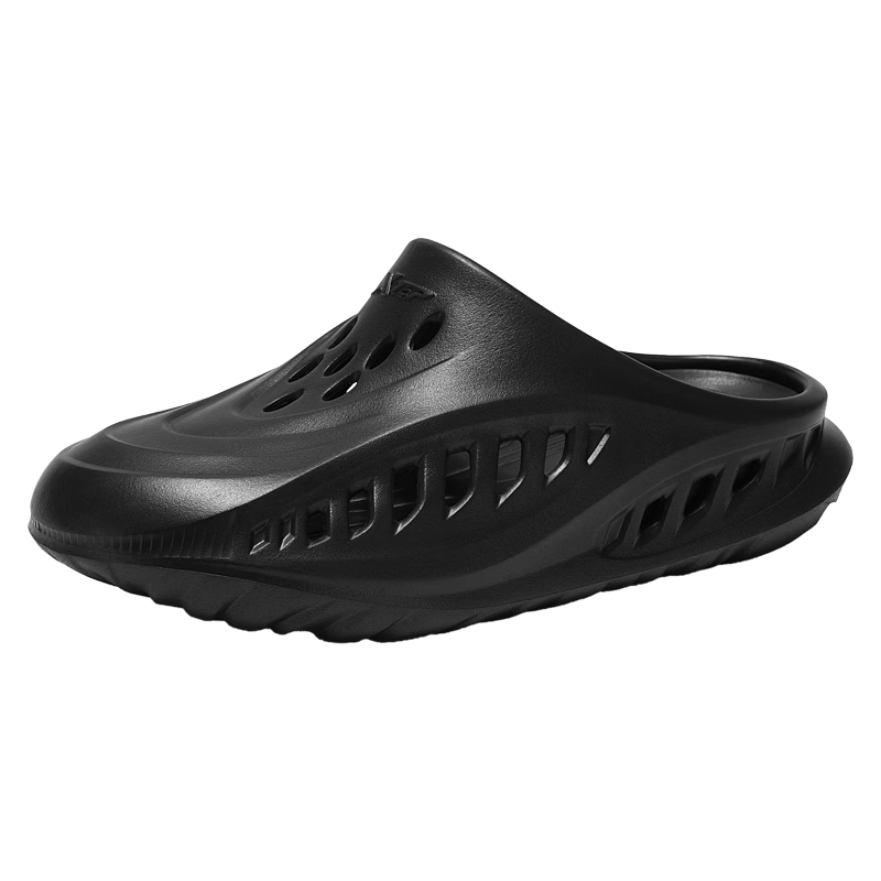 XTEP Men's Outdoor Sports Slippers Thick Sole Beach Sandals Black A101 Size 44-45