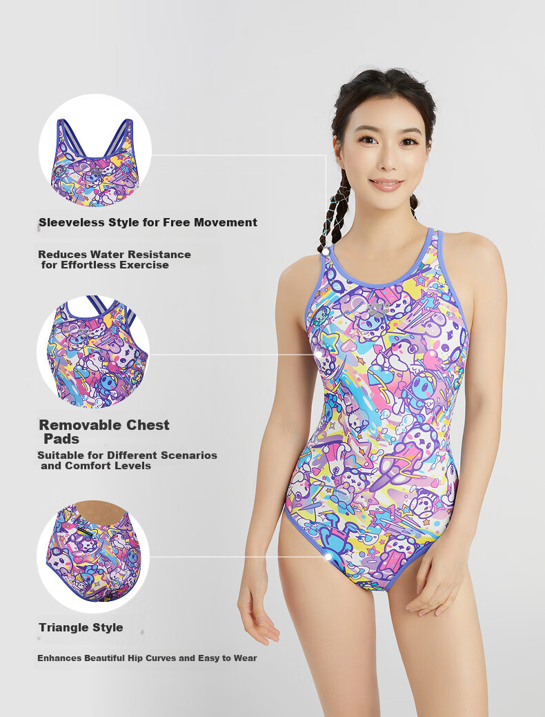Arena Women's Swimsuit 26 New High Elastic Comfortable Chlorine Resistant Sleeveless One-Piece Triangle Swimwear XL 6