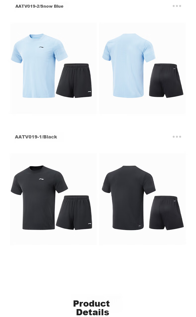 LI-NING Badminton Short Sleeve Set for Men and Women Two-Piece Competition Training Sportswear Team Uniform Sky Blue 3XL 11