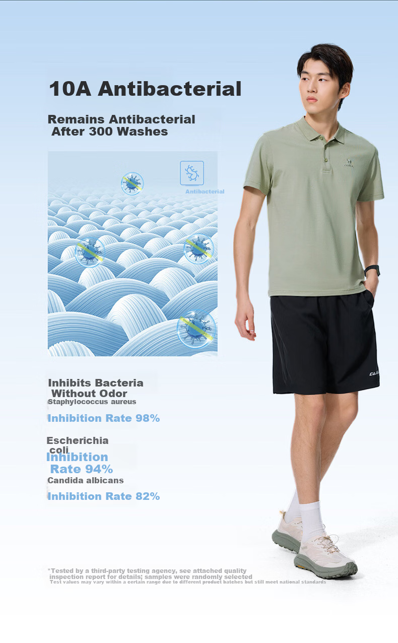 CAMEL Men's Quick-Dry Sports Polo Shirt, Casual Short Sleeve T-Shirt, Light Bean Green, Size M, Model C16BAXLN034 3