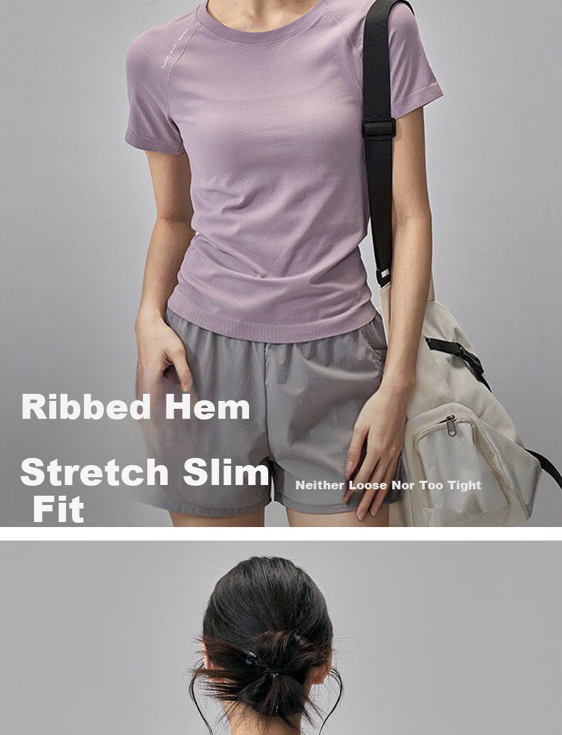 Women's Slim Fit Quick-Dry Short Sleeve Yoga T-Shirt for Pilates Training Running Fitness 6