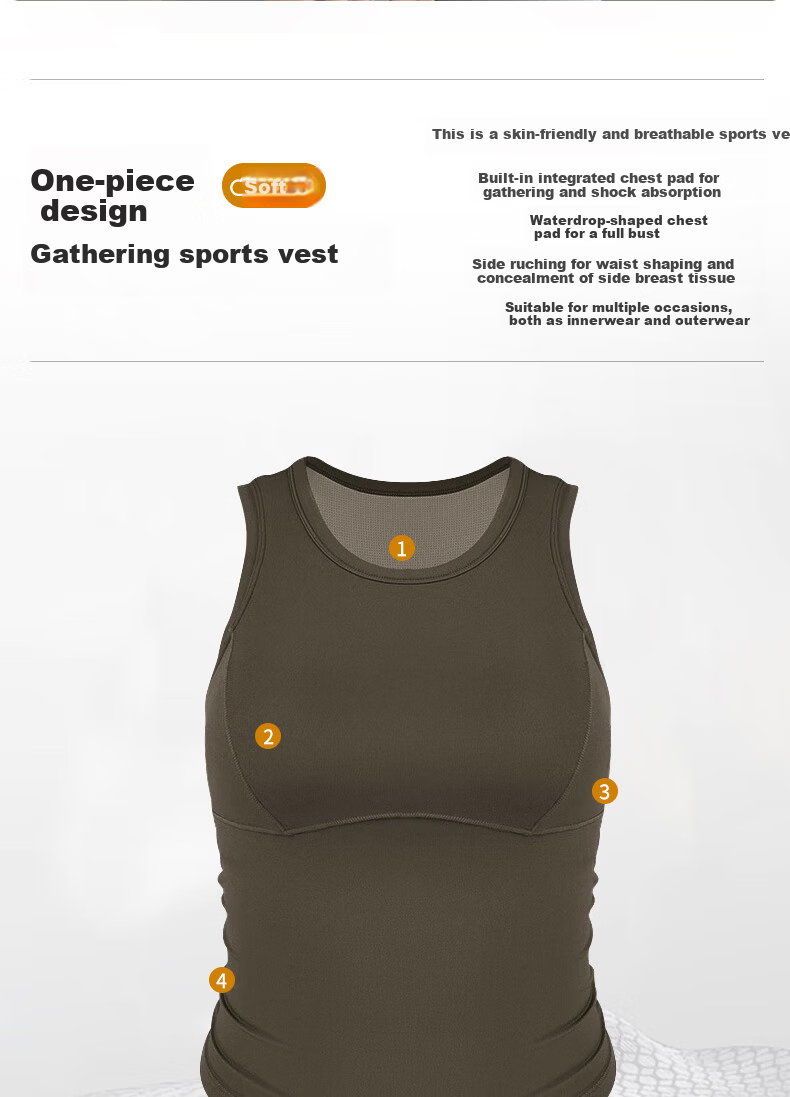 Xueqiman Women's Yoga Sports Bra Shockproof Push-up Sleeveless Vest Spring Summer Pilates Outerwear Fitness Bra 2