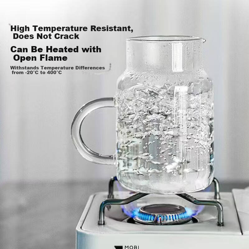 Bethes Large Capacity Glass Mug with Lid, Heat-Resistant Handle Tea Cup for Women and Men, Household Measuring Cup for Soy Milk, Juice, and Water 2