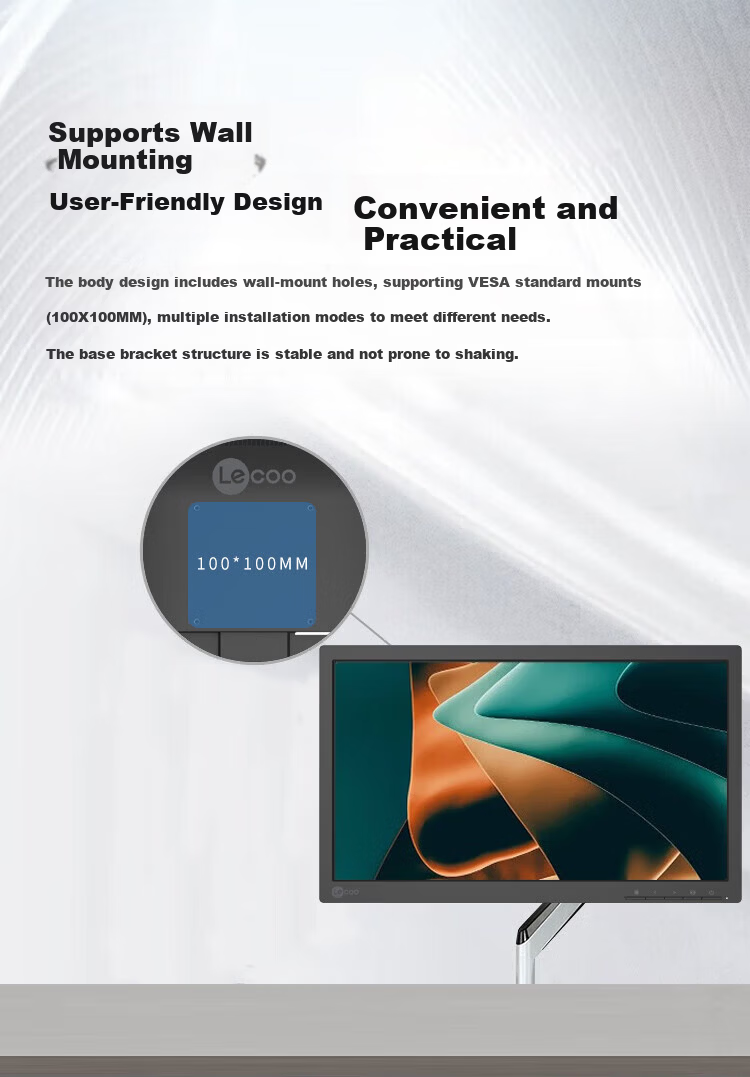 Lecoo Lenovo Laikuo 19.5-inch TN Panel Eye-care Low Blue Light Flicker-free Monitor HDMI+VGA Dual Interface Wall-mount Supported Computer Display B2022 6