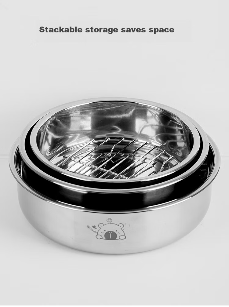 Banwu Life 304 Stainless Steel Air Fryer Baking Tray and Bowl Dedicated Reusable Oven Tray Oil Filter Tray Oil Separator Tray 10