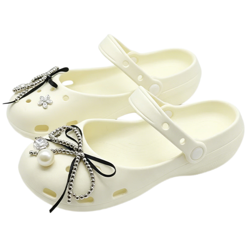 AILAIJIA Ballet Mary Jane Clog Shoes for Women White Size 40-41