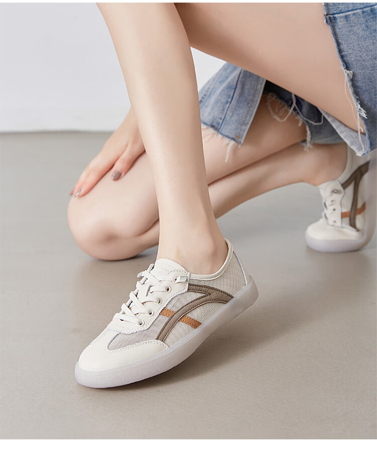 ZHR Women's Shoes, Summer New Style Mesh Breathable White Sneakers, Genuine Leather Training Sports Shoes for Women, A67E White Blue Size 37 24