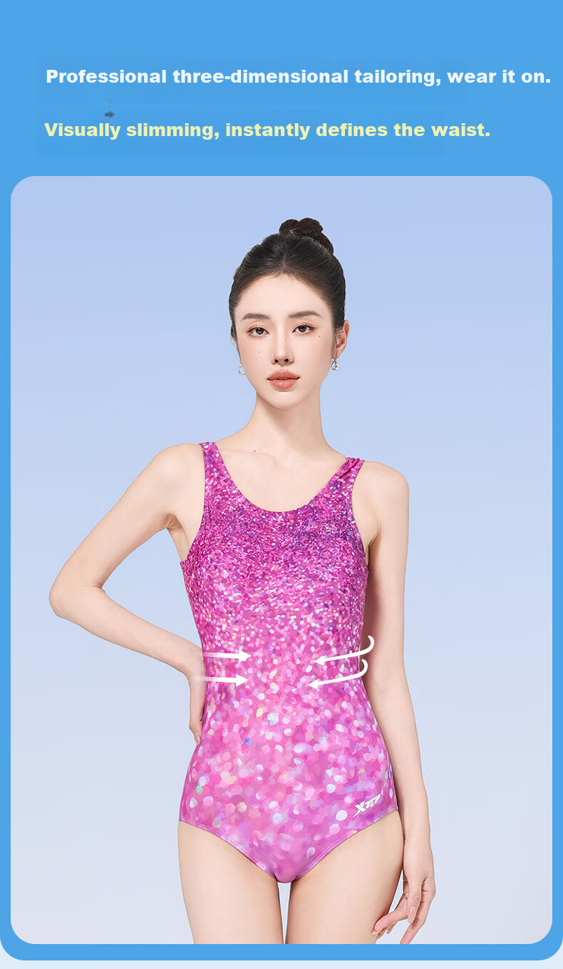 Xtep Women's Slimming Tummy Control One-Piece Triangle Sexy Professional Racing Swimsuit for Swimming Pool 4