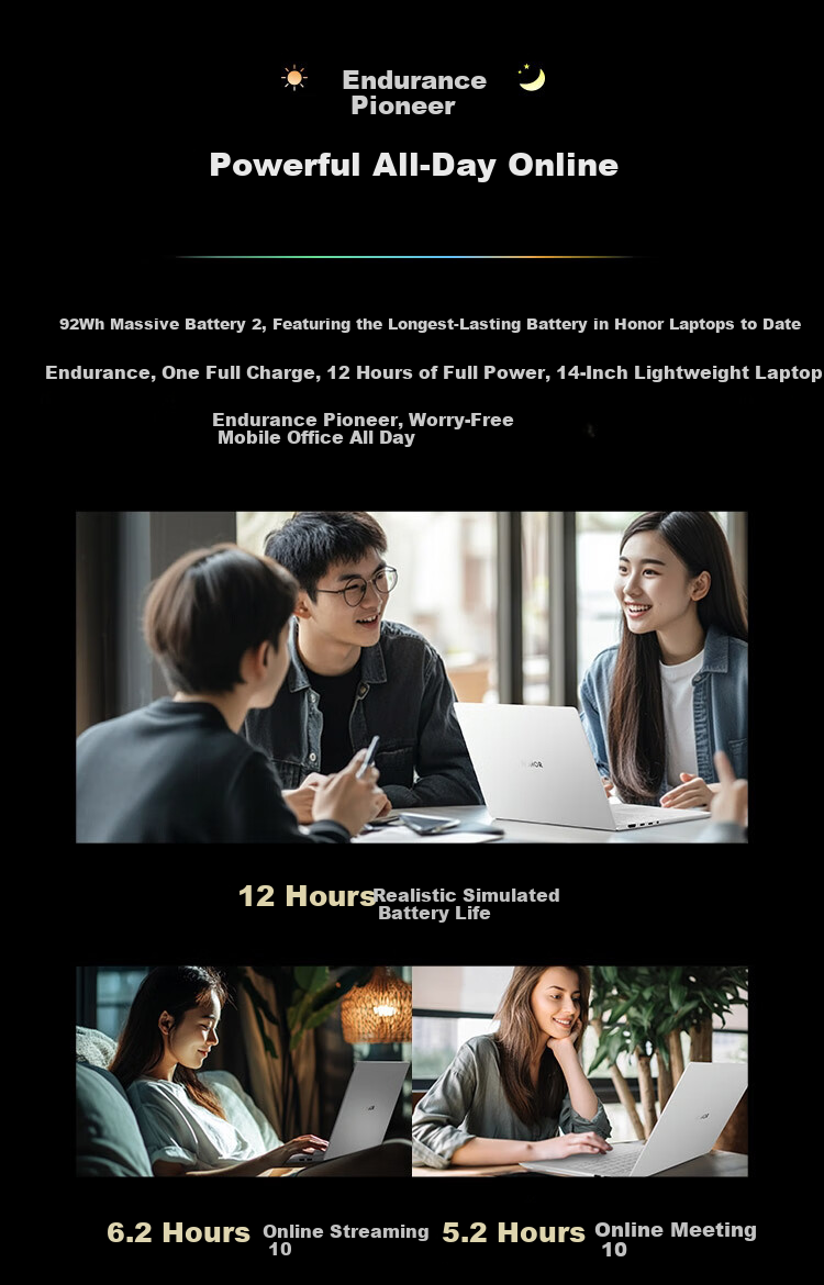 Honor MagicBook Pro 14 AI Lightweight Laptop 92Wh Battery 14.6" U5-225H 32GB 1TB 3.1K Oasis Eye Protection Screen Gray 7