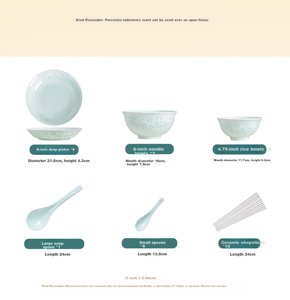 Chen Jing Dezheng Porcelain Celadon Exquisite Bowl and Plate Dinnerware Set Home Use 2026 New Bowl Set Housewarming Gift 6