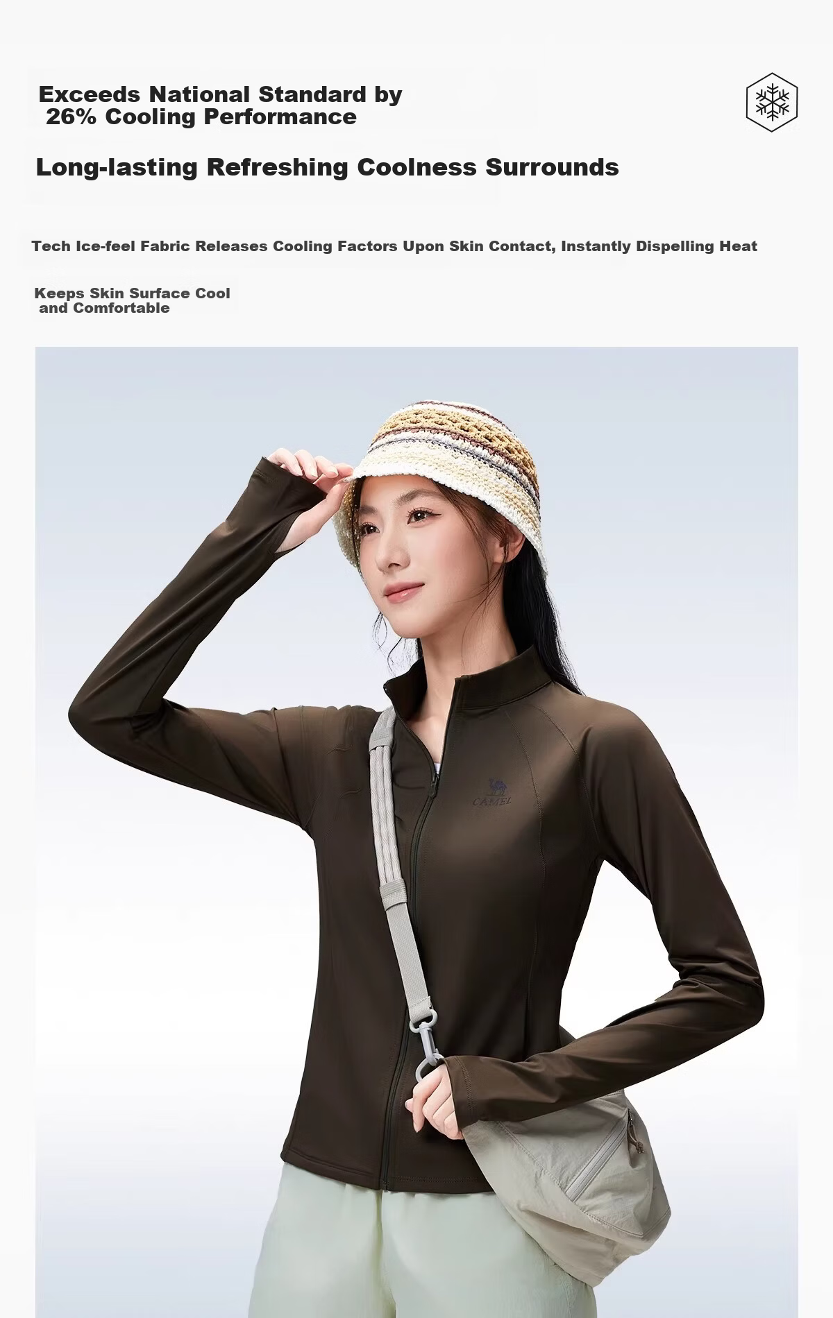 CAMEL Outdoor Women's Short Slim Breathable Cooling Sunscreen Jacket 2026 Spring Summer New 1167 6