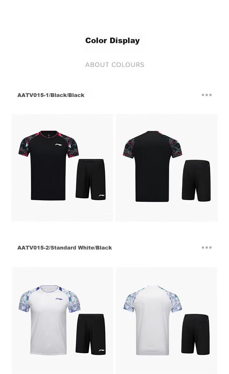 LI-NING Men's Badminton Sweat-Absorbing Quick-Dry Breathable Club Series Comfortable Sports Two-Piece Set 4