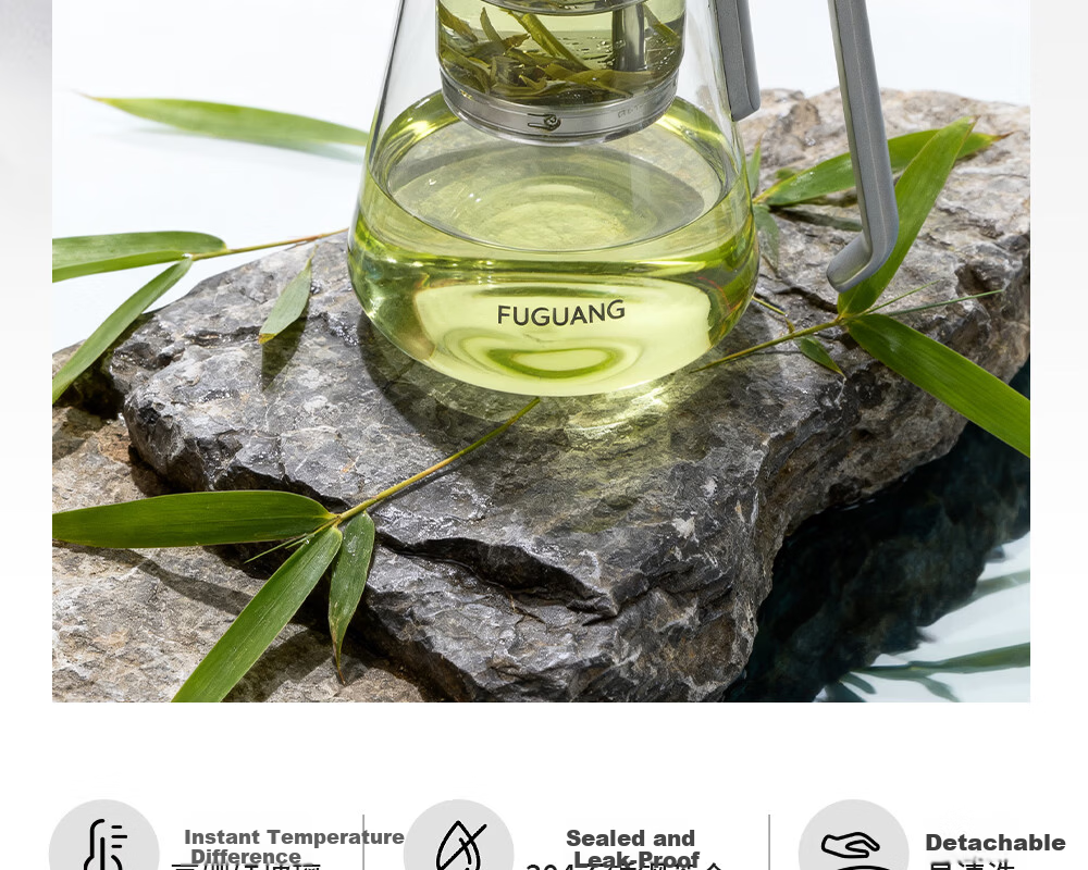 Fuguang Glass Tea Pot with Tea Infuser, Large Capacity Tea Brewing Cup 5
