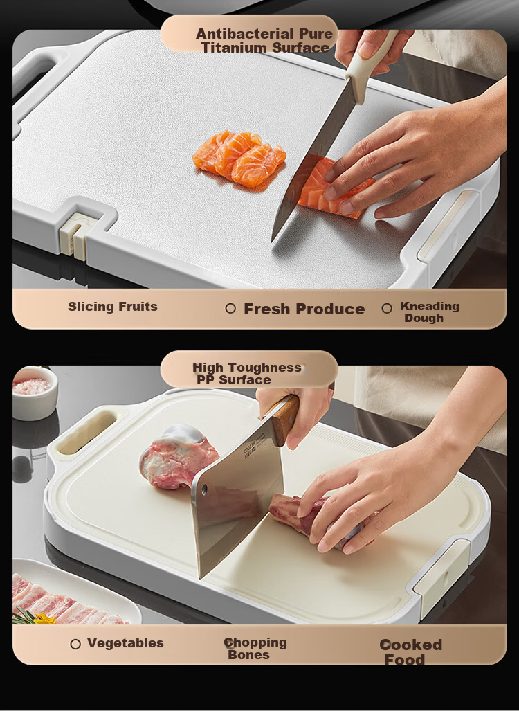 Chuida Huang Pure Titanium Cutting Board Non-Slip Large Thickened Durable Chopping and Kneading Board Anti-Mold Antibacterial Food Prep Board 45cm 10